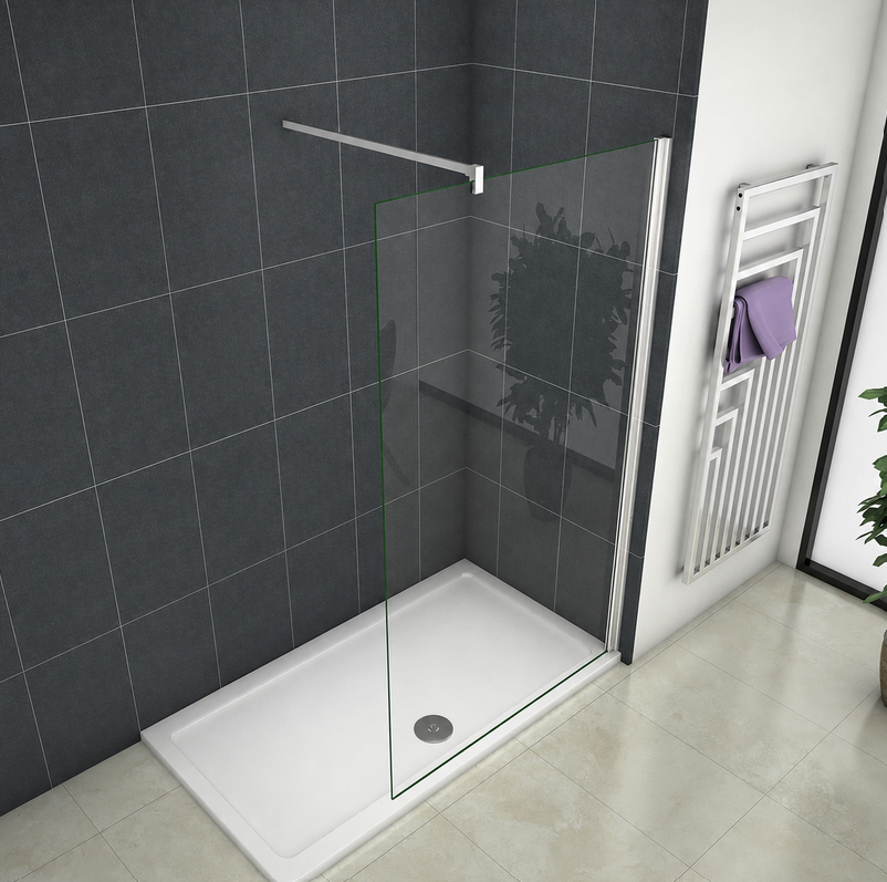 Walk In Shower Screen Overhead Angle View Showing Glass Layout And Tray Position