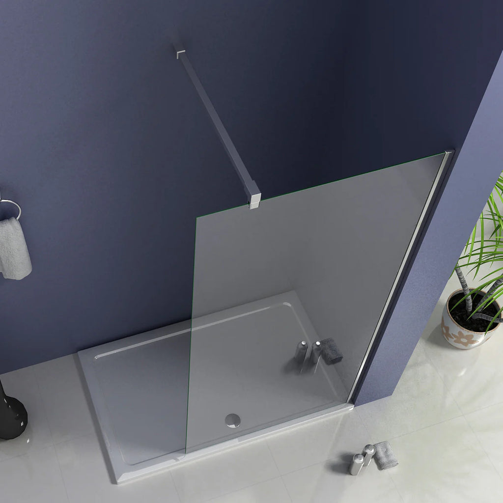 Smoked Glass Walk In Shower Screen Overhead View In Modern Bathroom Setting