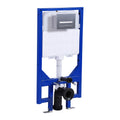 Adjustable wall hung toilet frame with concealed cistern and chrome dual flush plate