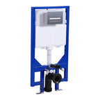 Adjustable wall hung toilet frame with concealed cistern and chrome dual flush plate
