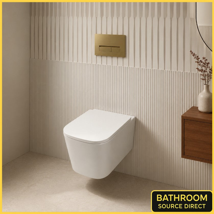 Oakham Square Rimless Wall Hung Toilet Pan With UF Soft Close Seat – 520mm Projection